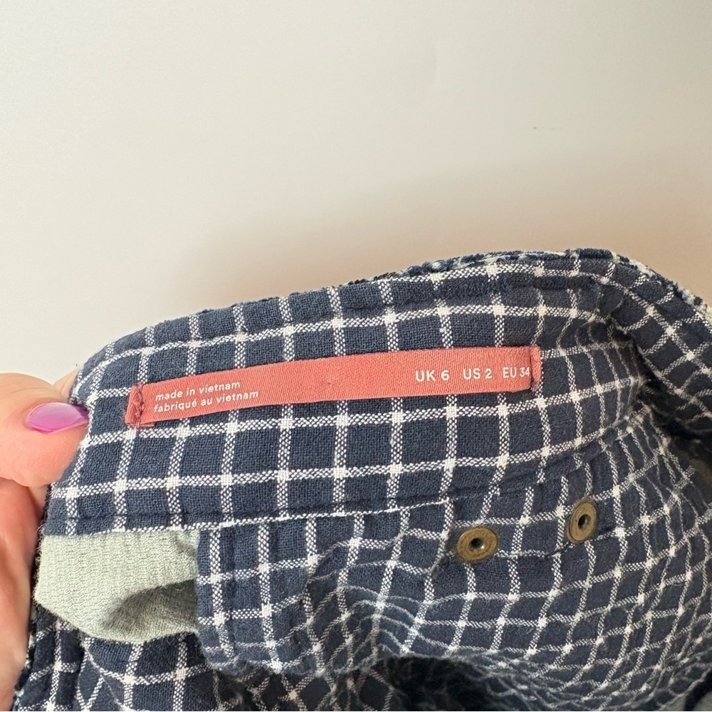 Anthropologie Pilcro Blue Checkered Floral Corduroy Mini Skirt - Picture 5 of 7